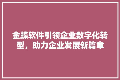 金蝶软件引领企业数字化转型，助力企业发展新篇章