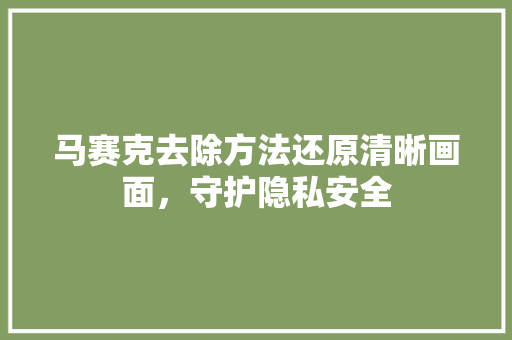 马赛克去除方法还原清晰画面，守护隐私安全