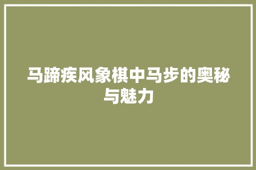 马蹄疾风象棋中马步的奥秘与魅力