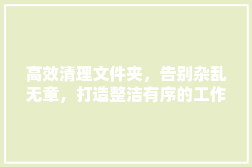 高效清理文件夹，告别杂乱无章，打造整洁有序的工作环境