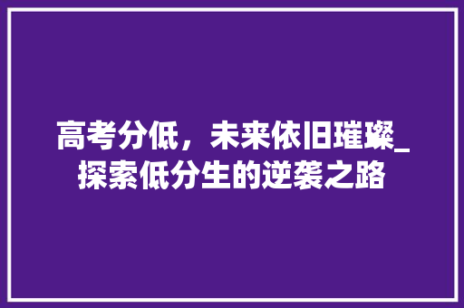 高考分低，未来依旧璀璨_探索低分生的逆袭之路