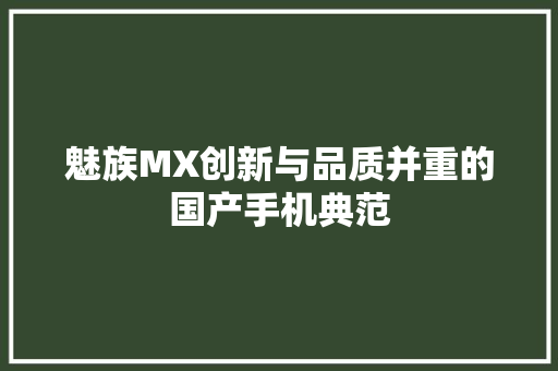 魅族MX创新与品质并重的国产手机典范