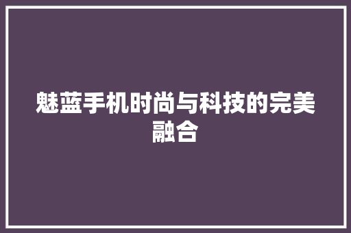 魅蓝手机时尚与科技的完美融合