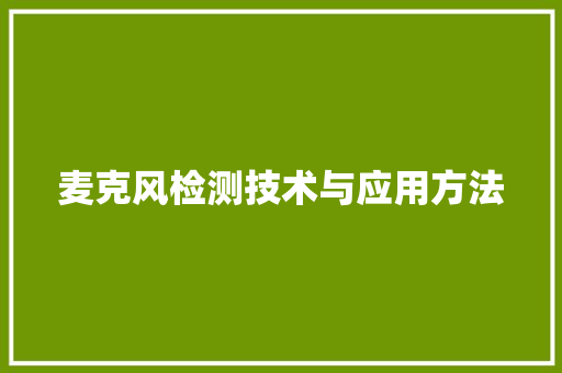 麦克风检测技术与应用方法