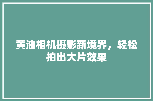 黄油相机摄影新境界，轻松拍出大片效果