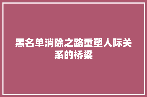 黑名单消除之路重塑人际关系的桥梁