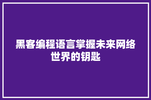 黑客编程语言掌握未来网络世界的钥匙