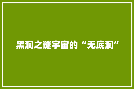 黑洞之谜宇宙的“无底洞”