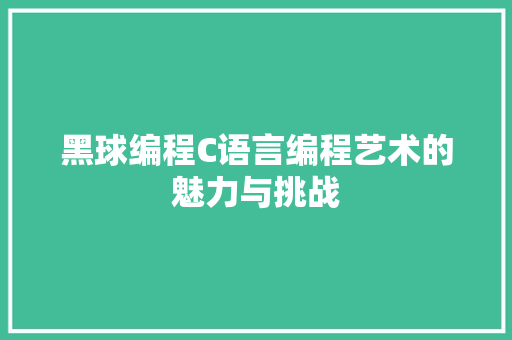 黑球编程C语言编程艺术的魅力与挑战