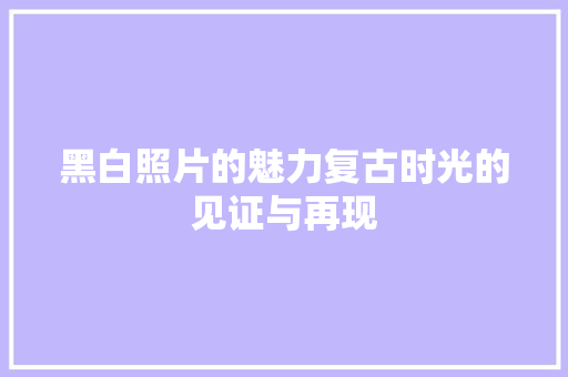 黑白照片的魅力复古时光的见证与再现