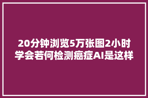 20分钟浏览5万张图2小时学会若何检测癌症AI是这样学医的