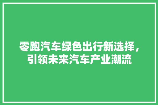 零跑汽车绿色出行新选择，引领未来汽车产业潮流