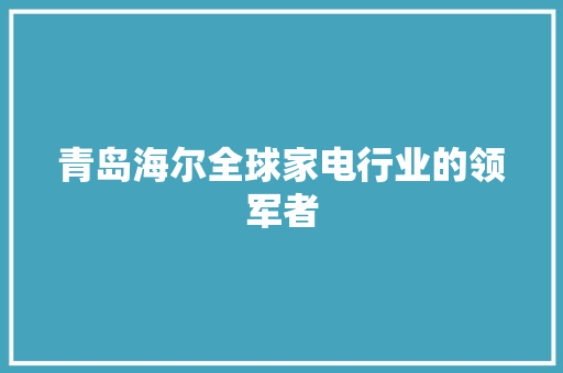 青岛海尔全球家电行业的领军者