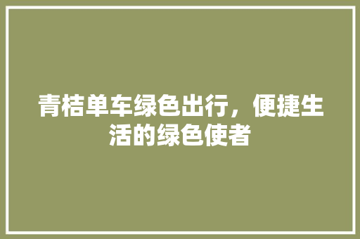 青桔单车绿色出行，便捷生活的绿色使者