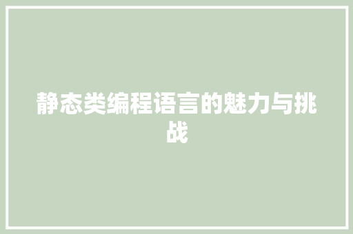 静态类编程语言的魅力与挑战