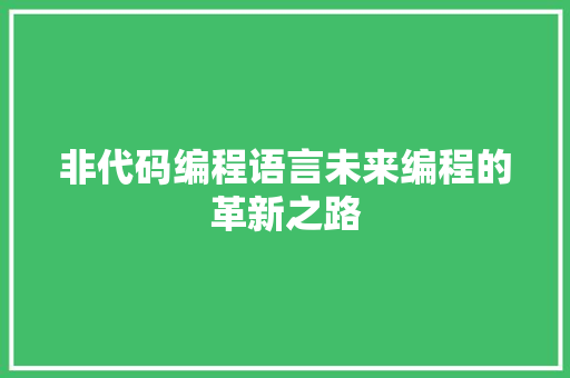 非代码编程语言未来编程的革新之路