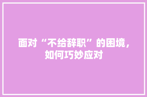 面对“不给辞职”的困境，如何巧妙应对