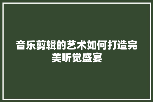 音乐剪辑的艺术如何打造完美听觉盛宴