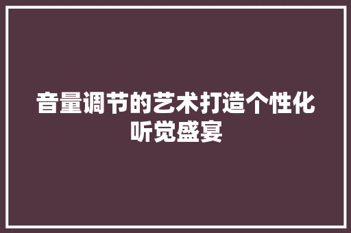 音量调节的艺术打造个性化听觉盛宴