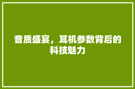 音质盛宴，耳机参数背后的科技魅力