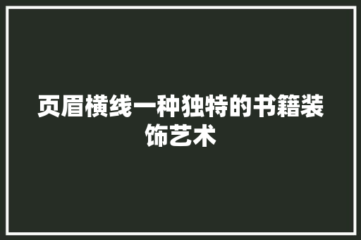 页眉横线一种独特的书籍装饰艺术