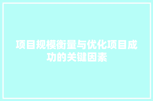 项目规模衡量与优化项目成功的关键因素