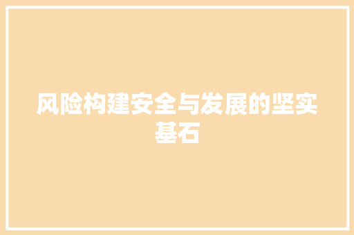 风险构建安全与发展的坚实基石