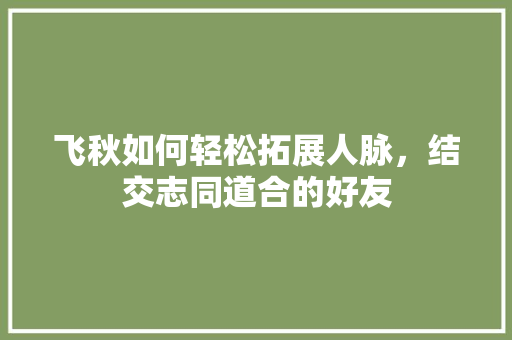 飞秋如何轻松拓展人脉，结交志同道合的好友