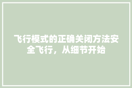 飞行模式的正确关闭方法安全飞行，从细节开始