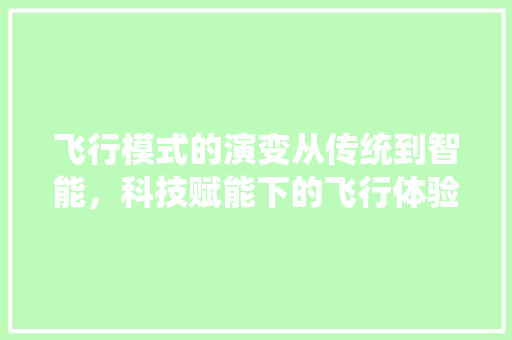 飞行模式的演变从传统到智能，科技赋能下的飞行体验革命