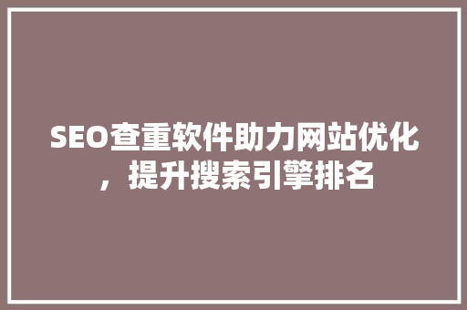 SEO查重软件助力网站优化，提升搜索引擎排名