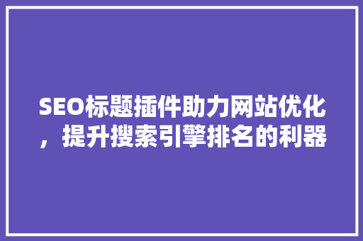 SEO标题插件助力网站优化，提升搜索引擎排名的利器