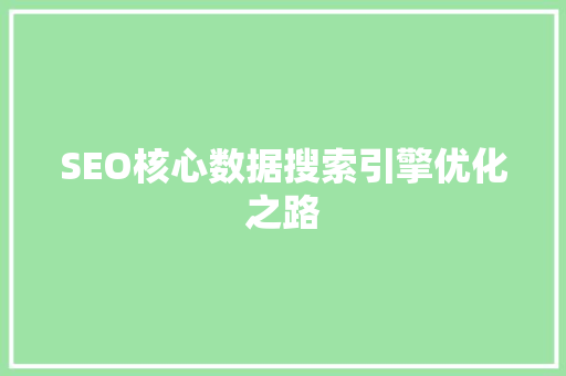 SEO核心数据搜索引擎优化之路