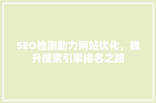 SEO检测助力网站优化，提升搜索引擎排名之路