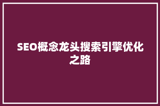 SEO概念龙头搜索引擎优化之路