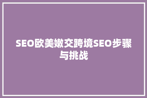 SEO欧美嫩交跨境SEO步骤与挑战