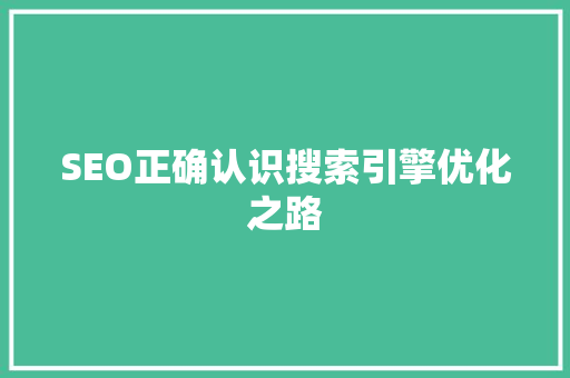 SEO正确认识搜索引擎优化之路