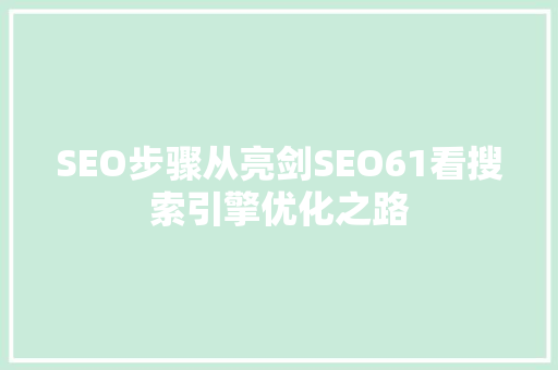 SEO步骤从亮剑SEO61看搜索引擎优化之路