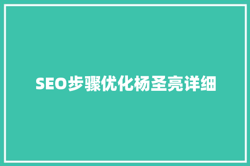 SEO步骤优化杨圣亮详细