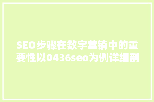 SEO步骤在数字营销中的重要性以0436seo为例详细剖析