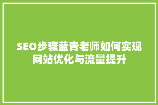 SEO步骤蓝青老师如何实现网站优化与流量提升