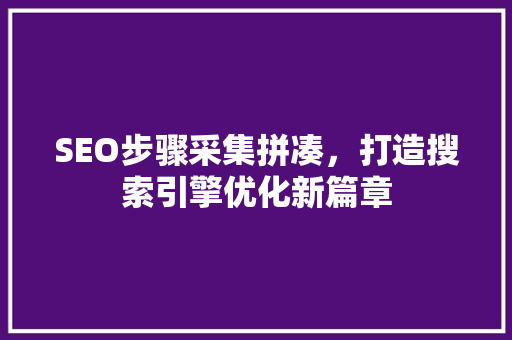 SEO步骤采集拼凑，打造搜索引擎优化新篇章