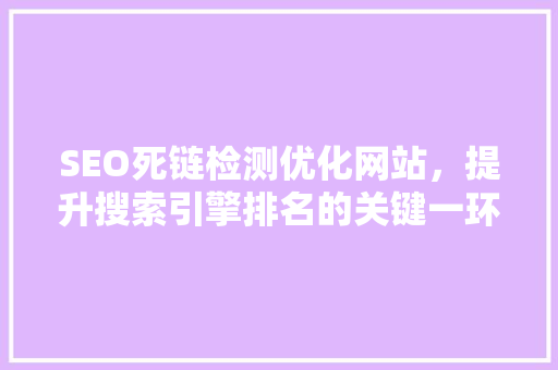 SEO死链检测优化网站，提升搜索引擎排名的关键一环