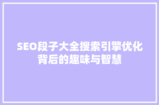 SEO段子大全搜索引擎优化背后的趣味与智慧