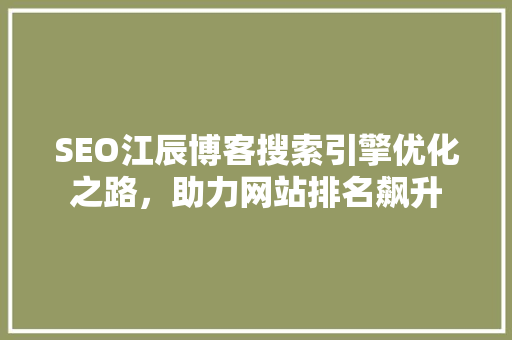 SEO江辰博客搜索引擎优化之路，助力网站排名飙升