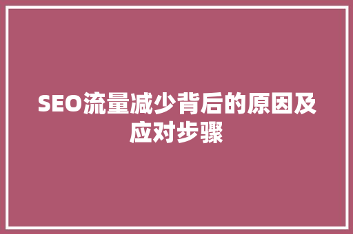 SEO流量减少背后的原因及应对步骤