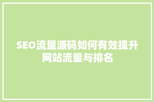 SEO流量源码如何有效提升网站流量与排名