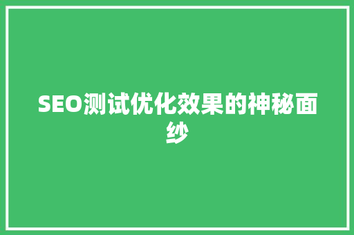 SEO测试优化效果的神秘面纱