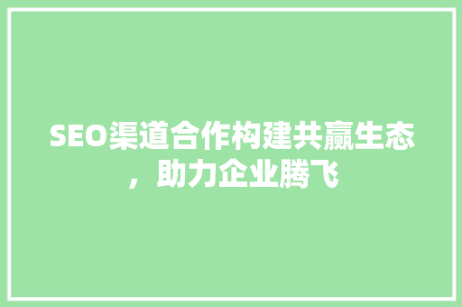 SEO渠道合作构建共赢生态，助力企业腾飞