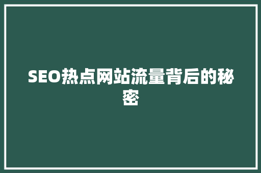 SEO热点网站流量背后的秘密